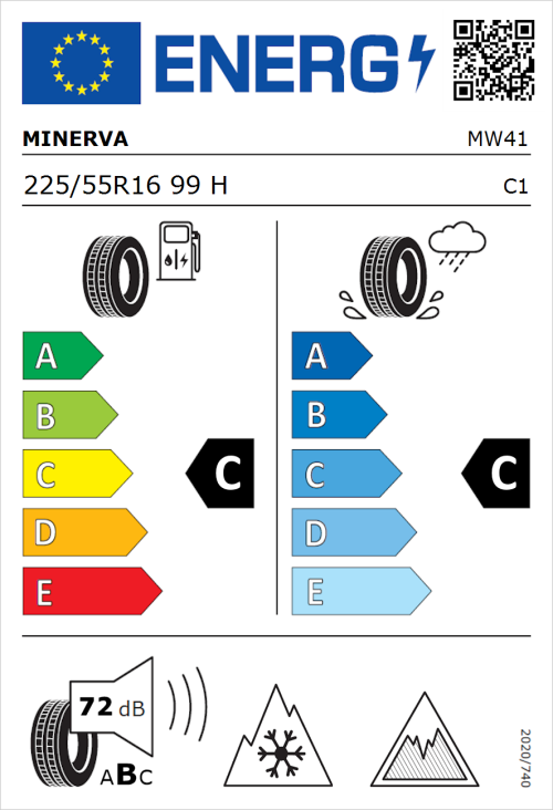 Tyre Label for Minerva S210 225/55R16 99H